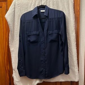 New York and company sheer navy button up